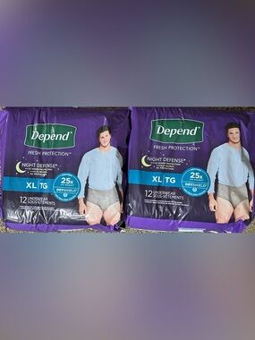 2x Depend Men’s Night Defense Briefs - XL